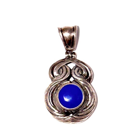 925 Sterling Silver Jewelry - Western Theme Lapis Lazuli Y2K Sterling Silver 925 Pendant Art Nouveau NEW